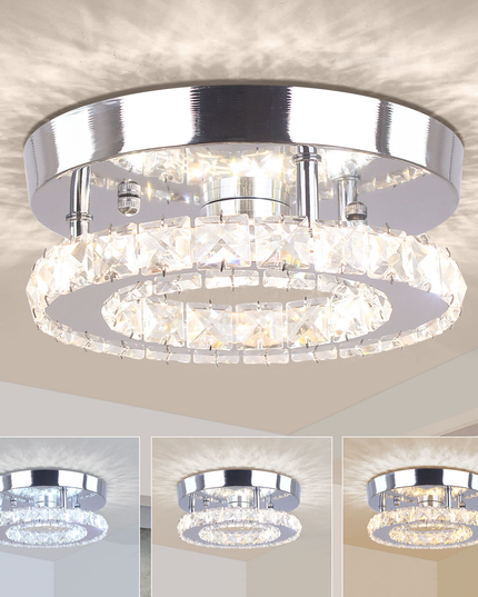 Small Round Crystal Chandelier with Switch Control