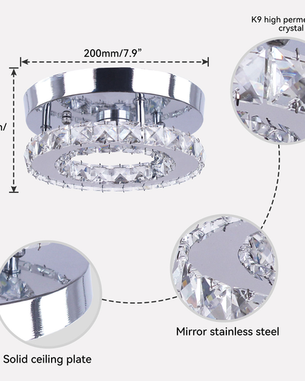 Small Round Crystal Chandelier with Switch Control