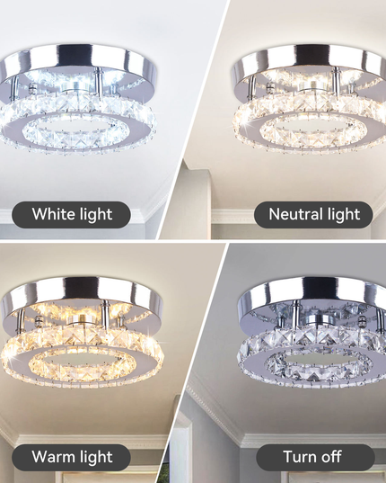 Small Round Crystal Chandelier with Switch Control