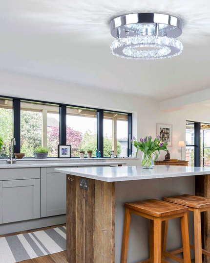 Small Round Crystal Chandelier with Switch Control