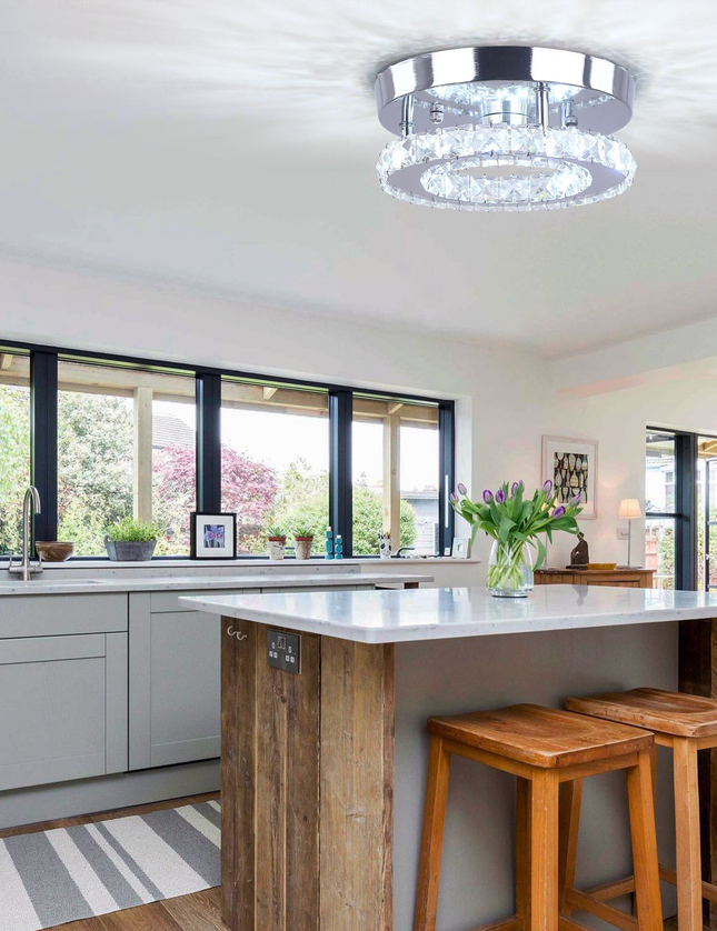 Small Round Crystal Chandelier with Switch Control