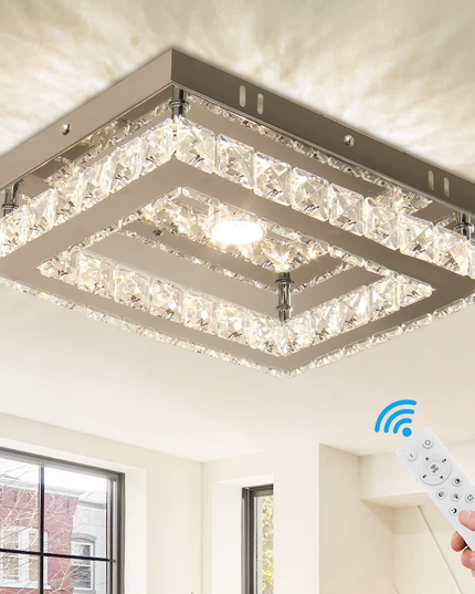 Luxury LED Single Rectangular Crystal Ceiling Light