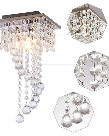 Chandelier Square Shape Crystal Ceiling Light
