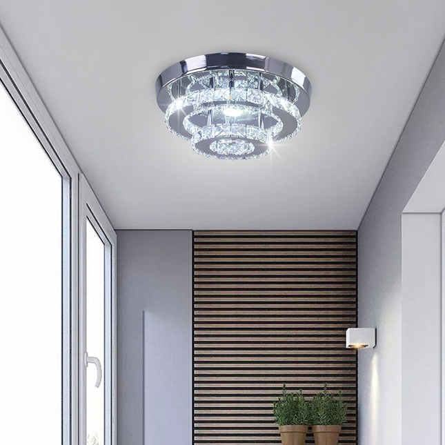 Modern Crystal 2 Tier Round Ceiling Chandelier