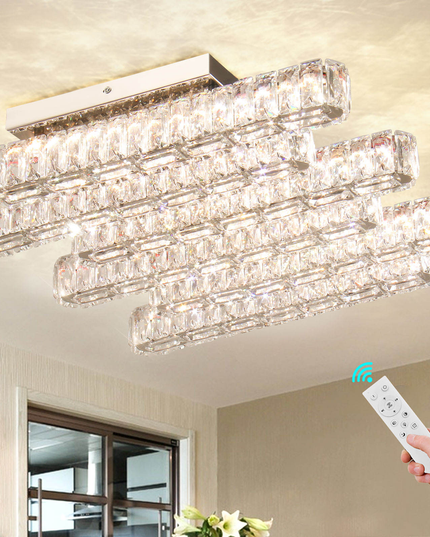 Long Square Design K9 Crystal LED Ceiling Light