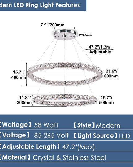 Ring Shape LED Crystal Chandelier