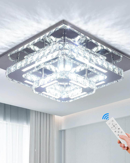 2-Layer Square K9 Crystal LED Ceiling Light
