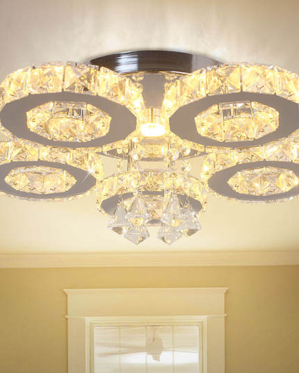 5-Ring LED Ceiling Light K9 Crystal Ceiling Chandelier