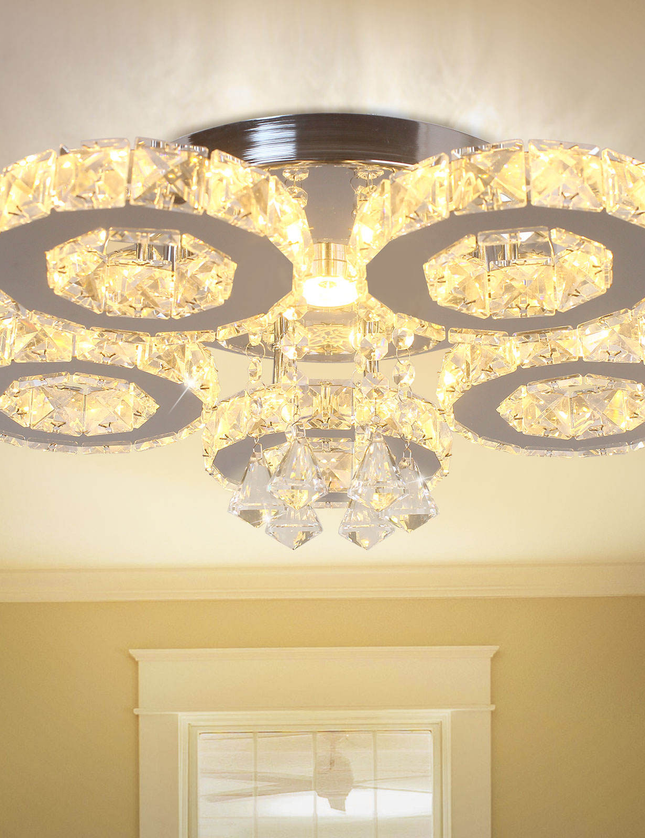 5-Ring LED Ceiling Light K9 Crystal Ceiling Chandelier