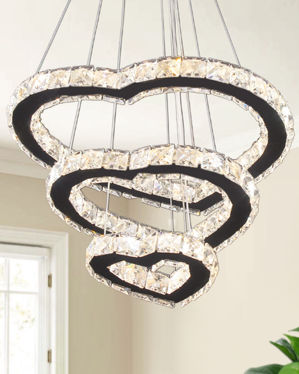 Modern Luxury 3 Hearts Rings Crystal Chandelier