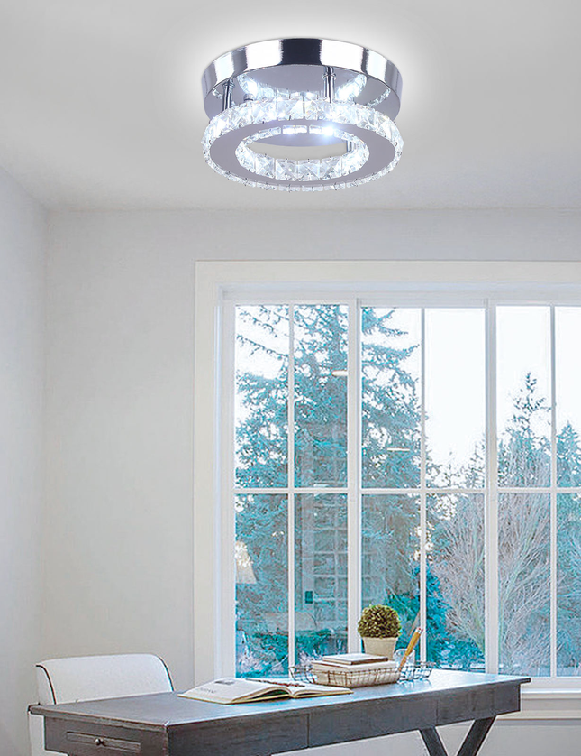 Small Round Crystal Chandelier with Switch Control