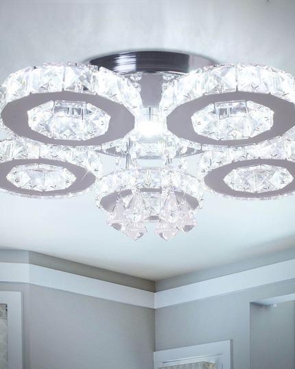 5-Ring LED Ceiling Light K9 Crystal Ceiling Chandelier