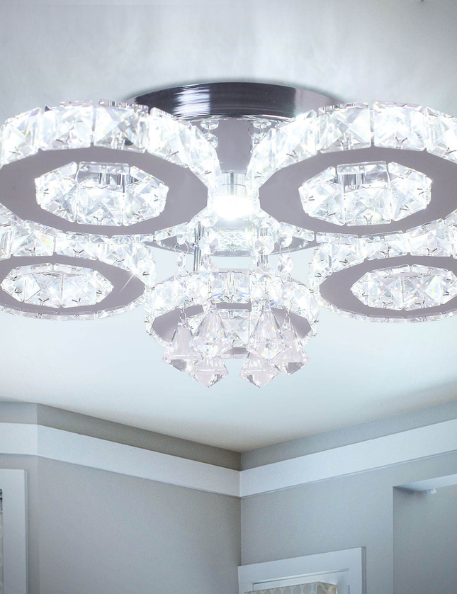5-Ring LED Ceiling Light K9 Crystal Ceiling Chandelier