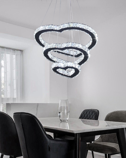 Modern Luxury 3 Hearts Rings Crystal Chandelier