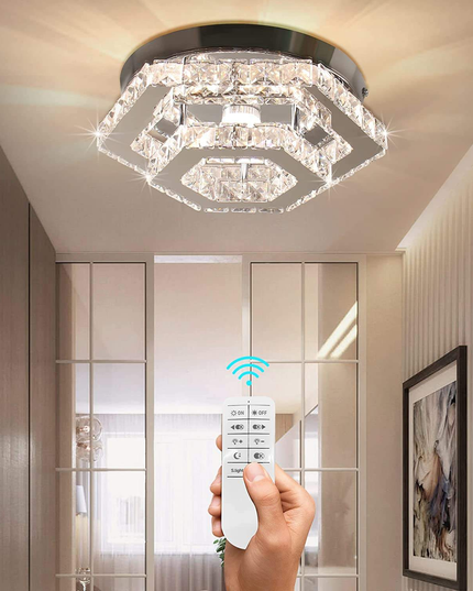 LED Crystal Lamp Double-Layer Polygonal Ceiling Light