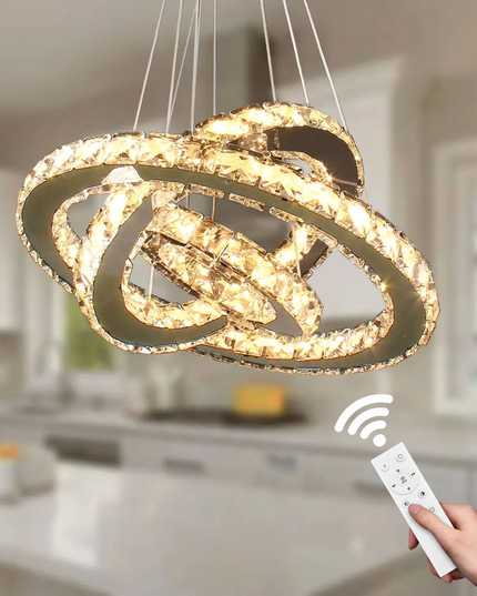 Modern 3-Ring Round K9 Crystal Pendant Chandelier