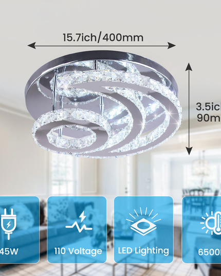 Moon Shape LED Crystal Ceiling Light