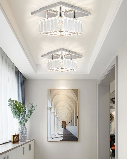 7.8" Modern Square K9 Crystal LED Ceiling Light