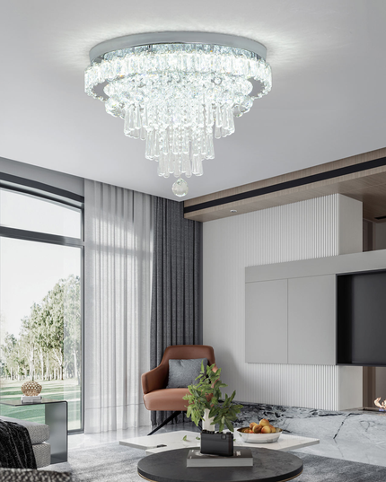 Contemporary Luxury K9 Crystal Flush Mount Ceiling Light