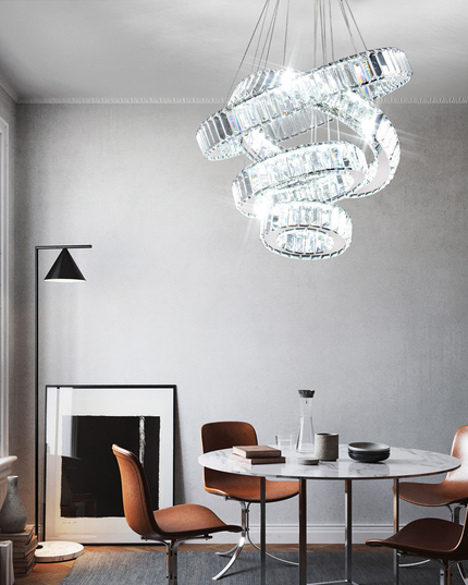 Modern Luxury 4-Ring Crystal Chandelier