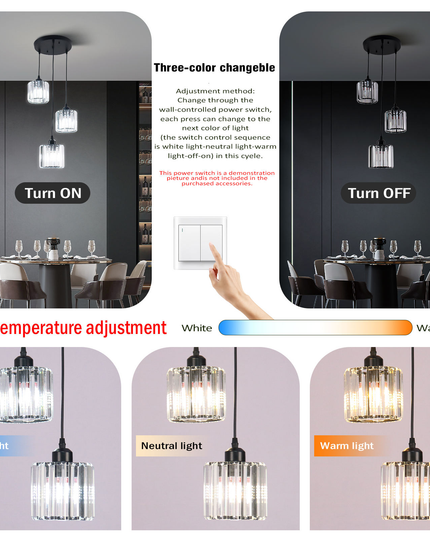 3 Heads Crystal Chandelier Ceiling Light