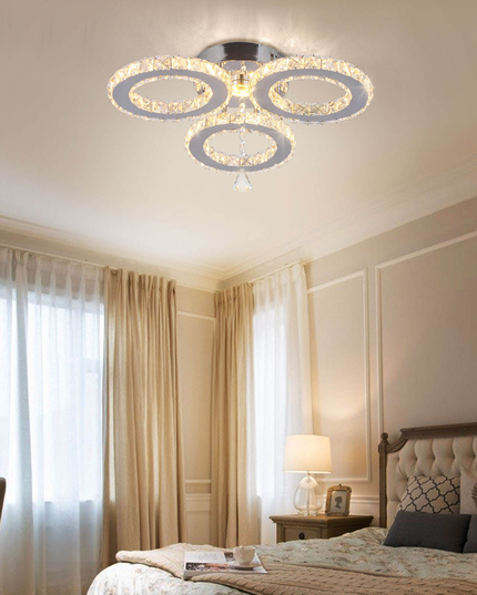 Three-Ring Stainless Steel Crystal Ceiling Lamp Pendant Light