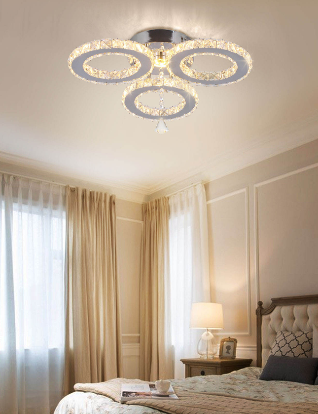Three-Ring Stainless Steel Crystal Ceiling Lamp Pendant Light