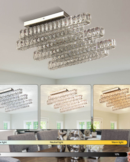 Long Square Design K9 Crystal LED Ceiling Light