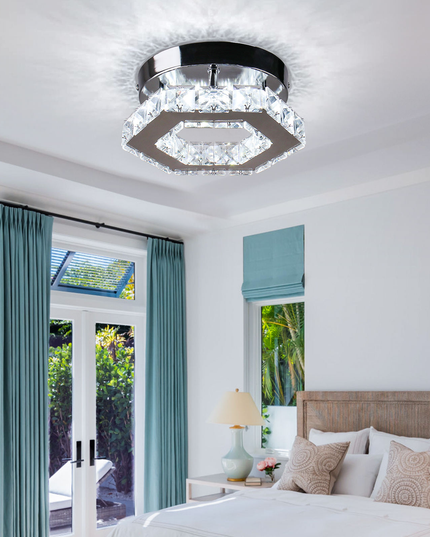 LED Pendant Light Hexagonal Crystal Ceiling Light