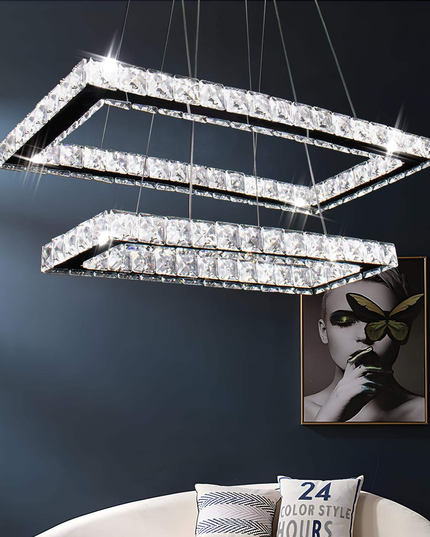 Ceiling Chandelier 2 Rectangular K9 Crystal
