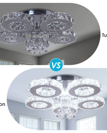 5-Ring LED Ceiling Light K9 Crystal Ceiling Chandelier