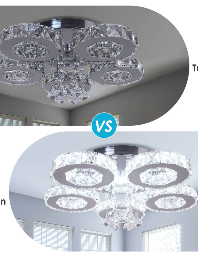 5-Ring LED Ceiling Light K9 Crystal Ceiling Chandelier