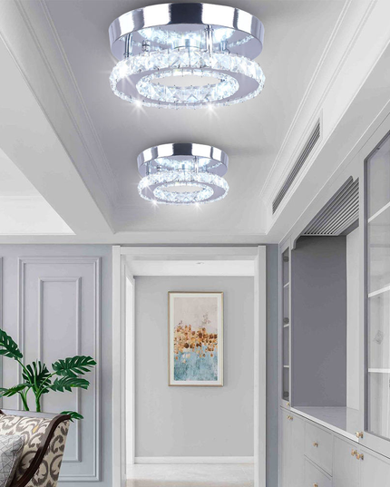 Small Round Crystal Chandelier with Switch Control