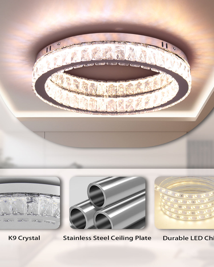 Round LED K9 Crystal Ceiling Light