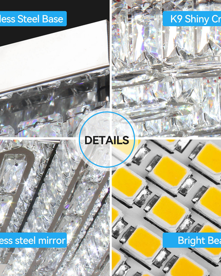 Long Square Design K9 Crystal LED Ceiling Light