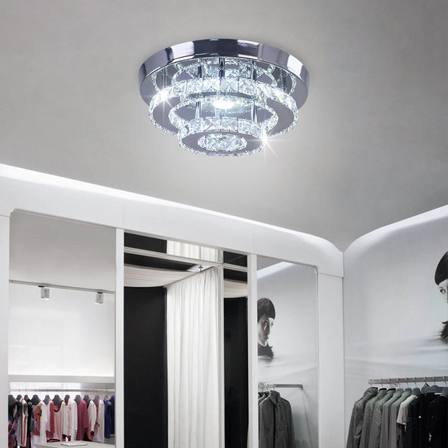 Modern Crystal 2 Tier Round Ceiling Chandelier