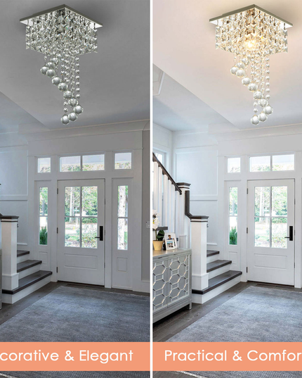 Chandelier Square Shape Crystal Ceiling Light