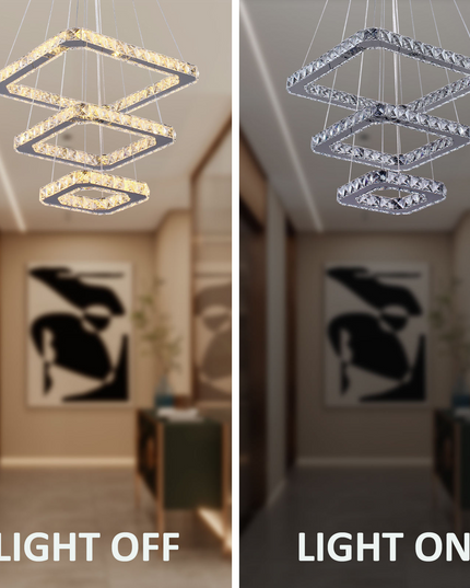 Rectangular Stainless Steel LED Crystal Pendant Light