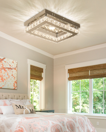 Luxury LED Single Rectangular Crystal Ceiling Light