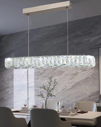 Suspended LED Crystal Line Chandelier