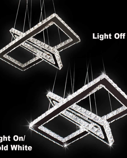 Ceiling Chandelier 2 Rectangular K9 Crystal