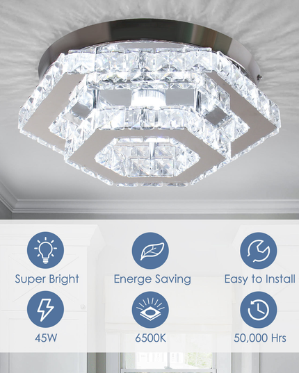 LED Crystal Lamp Double-Layer Polygonal Ceiling Light