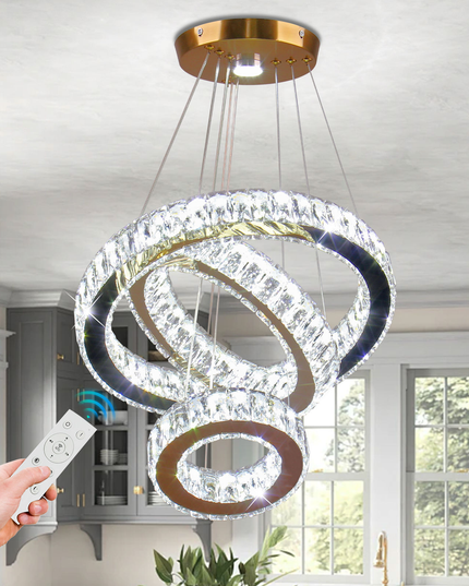 Modern 3-Ring K9 Crystal LED Chandelier