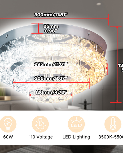 Round Ceiling Lights K9 Crystal Home Decor