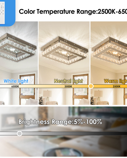 Luxury LED Single Rectangular Crystal Ceiling Light