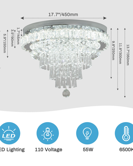 Contemporary Luxury K9 Crystal Flush Mount Ceiling Light