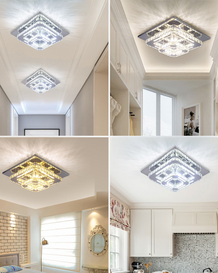 2-Layer Square K9 Crystal LED Ceiling Light