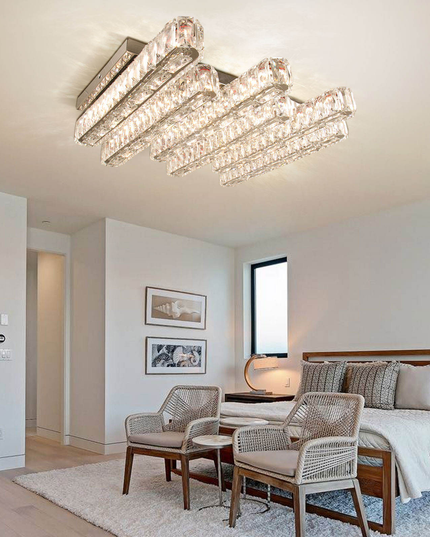 Long Square Design K9 Crystal LED Ceiling Light