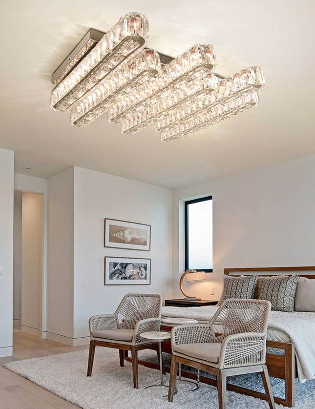 Long Square Design K9 Crystal LED Ceiling Light
