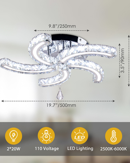 Luxury 5-Sickle Crystal Ceiling Light